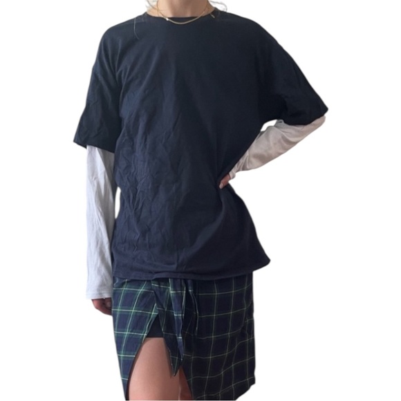 Original Use Tops - NWOT ORIGINAL USE Black White Layered Short + Long Sleeve Thermal Tee Shirt - M